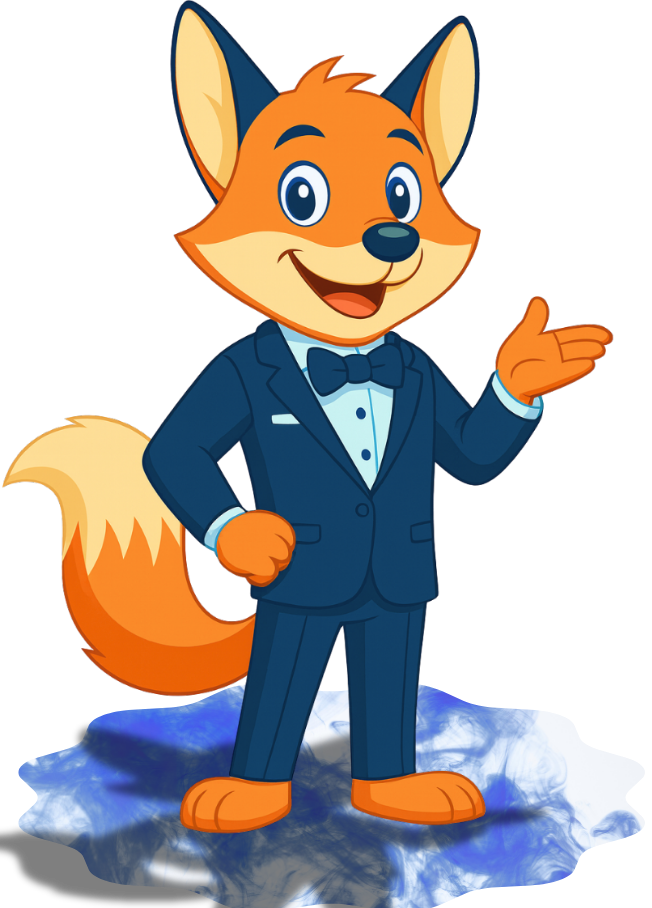 Róka kabala elegáns öltönyben